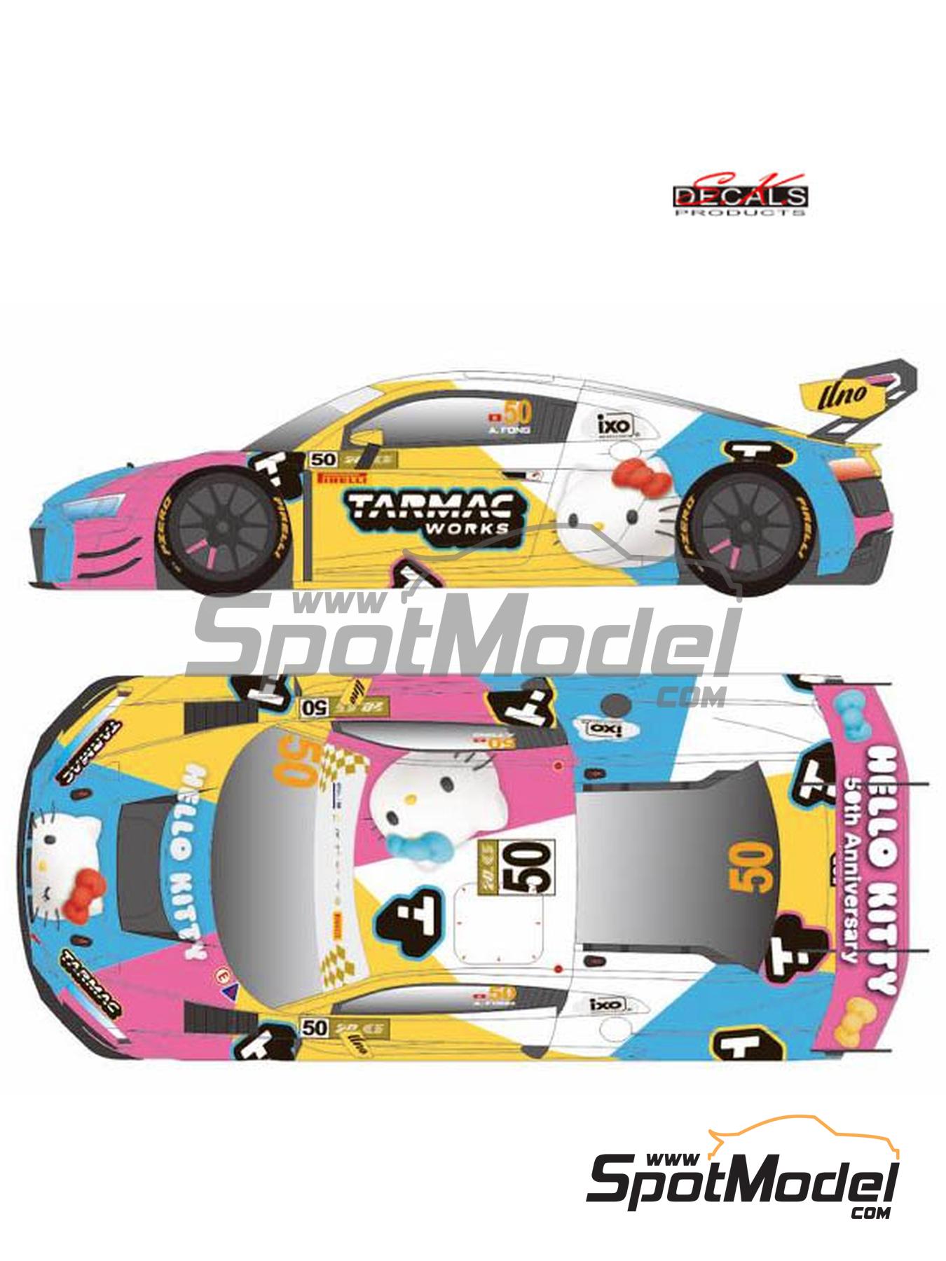 Tarmac Works Hello Kitty Audi R8 LMS GT3 Evo II - Set Con Schede Uno Racing 1/64 Diecast 2024 - 5